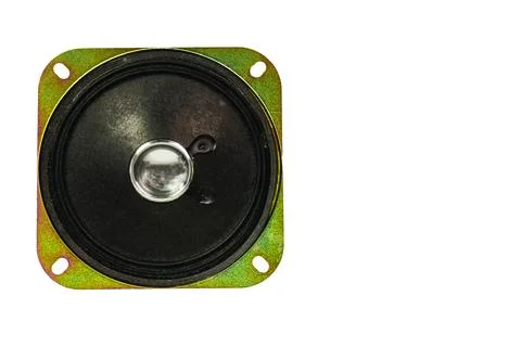 Close up view of main part of speaker on white background. 스톡 사진