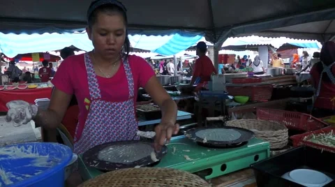 Close view making of spring rolls wrapper Stock Footage 66383951