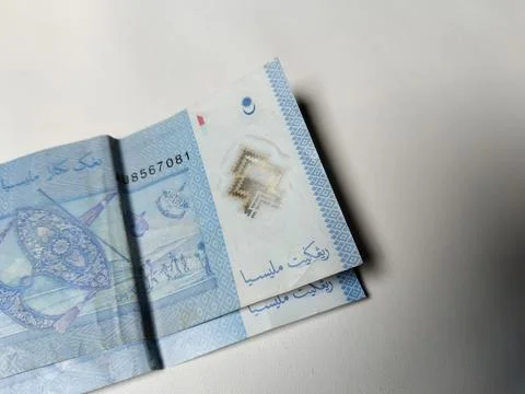 Close-up view of a Malaysian one Ringgit banknote featuring detailed currency  Foto stock