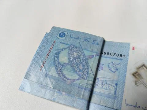 Close-up view of a Malaysian one Ringgit banknote featuring detailed currency  Foto stock