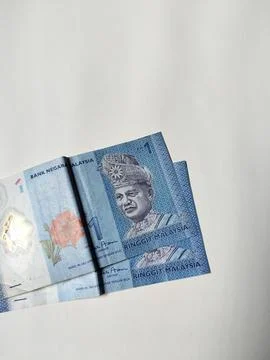 Close-up view of a Malaysian one Ringgit banknote featuring detailed currency  Foto stock