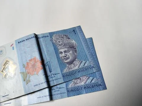 Close-up view of a Malaysian one Ringgit banknote featuring detailed currency  Foto stock