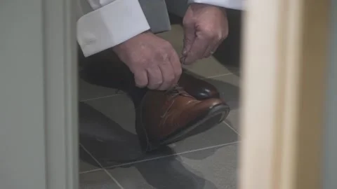 Close up view of man adjusts his suit Video stock 236615174