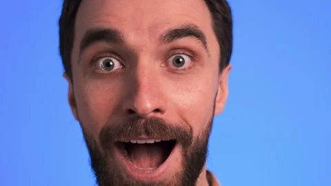 The close up view on man bearded face. slow motion Stock Footage 150723451