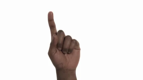 Close-up view of a man pointing at virtual objects with index finger. gesturing Stock Footage 123908413
