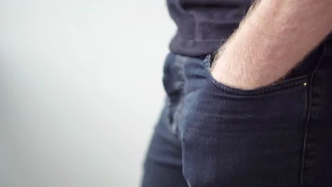 Close-up View of Man shows empty Pocket. No money concept Video stock 128598919