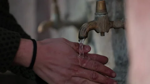 Close-up view of a man who washes his hands. Stock Footage 147456328