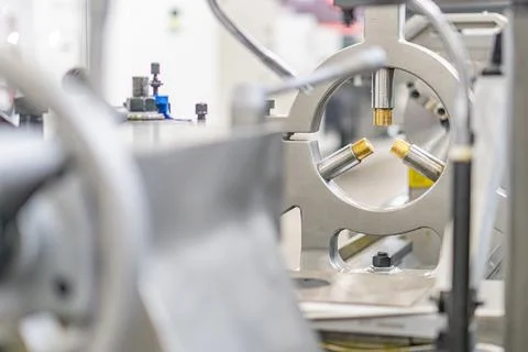 Close-up view of a manufacturing process in an industrial setting, featuring  Stock Photos