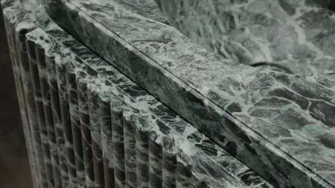 Close up view of marble structure with intricate detailing. The marble has Video stock 297751860