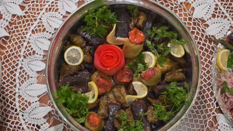Close-up view of Mardin-Style Pepper dolma. Turkish cuisine Stock-Footage 147174256