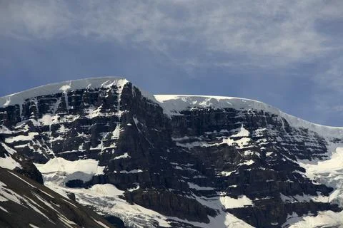 Close-up view of the massive ice-capped summit of Snow Dome peak in Alberta Stock Photos