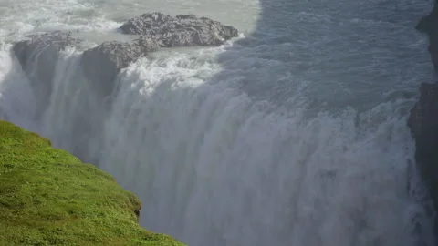Close view of massive waterfall drop Stock Footage 318968570