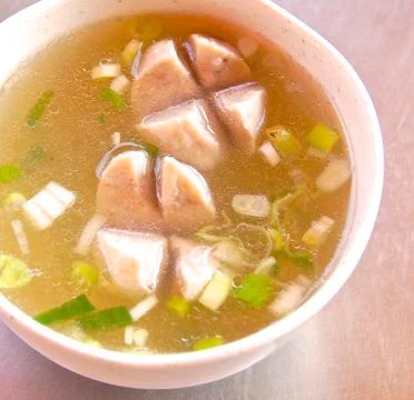 The close view of meat ball soup in Taiwan Foto stock