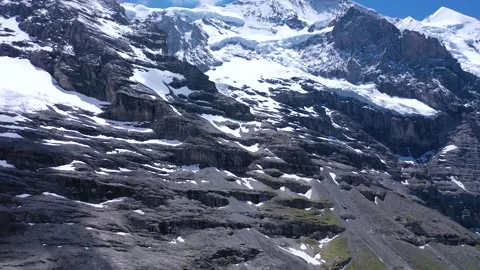 Close up view of mega huge mountain covered in snow Stock Footage 247797695