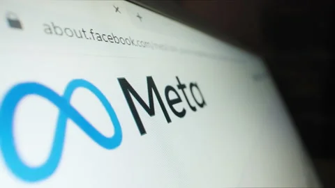 Close-up view of Meta logo on its website Stock Footage 164415006