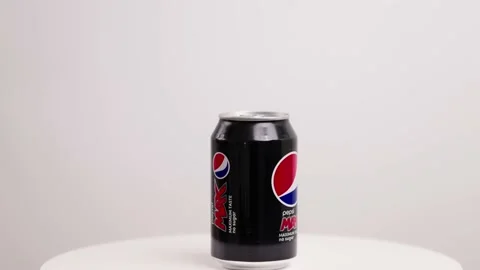 Close up view of metal can of sugar free Pepsi Cola rotate in background. Stock Footage 227196793