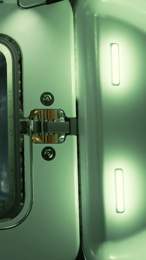 Close view of a metal hinge and light setup in a mechanical space Stock Footage 332212556