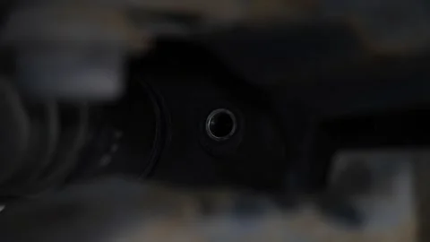 A close-up view of a metal mounting hole or bushing sleeve hidden Stock Footage 343551351