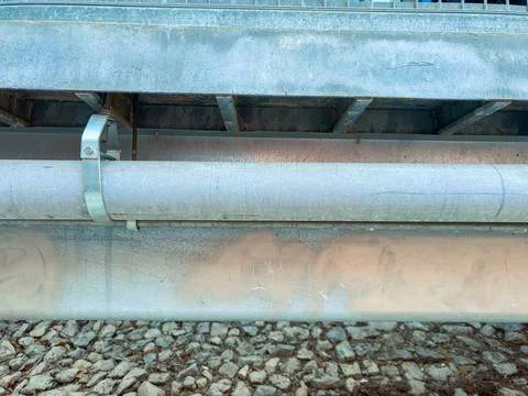 Close view of a metal pipe on a construction site showing details of the st.. Foto stock