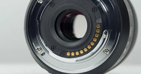 Close view of Micro Four Thirds macro mount, tilt view video Stock Footage 331750451