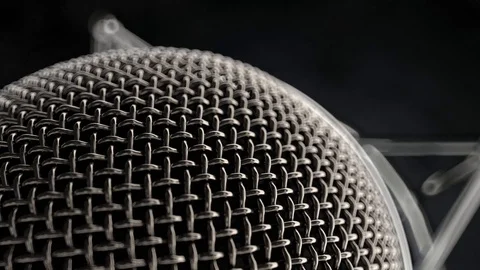 Close up view on microphone metal head Video stock 97463946