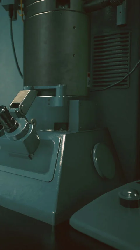 Close view of a microscope in a laboratory during the evening hours Stock Footage 334262616