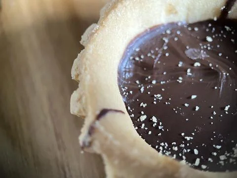 Close up view of mini chocolate pie on wood surface Stock Photos
