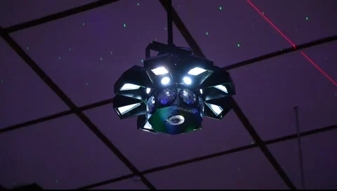 Close up view on the mirror based disco-lights device Stock Footage 1807109