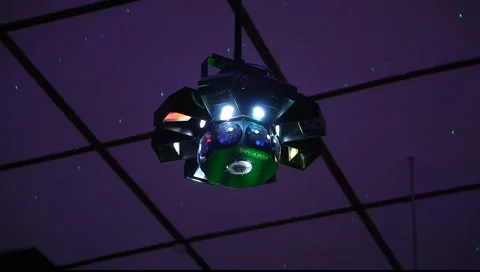 Close up view on the mirror based disco-lights device Stock Footage 1807137