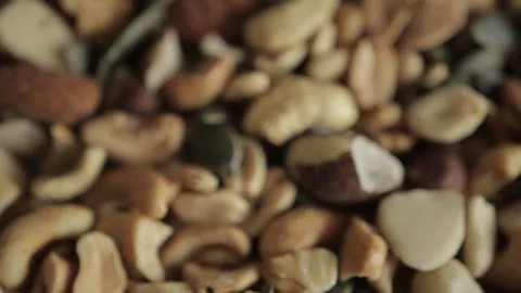 Close up view of a mix of nuts and seeds for snack Stock Footage 155605079