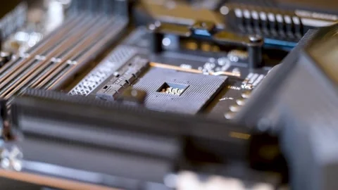 Close-up view of a modern computer motherboard 스톡 동영상 267046800