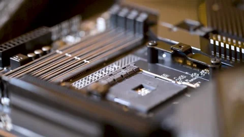 Close-up view of a modern computer motherboard 動画素材 268109135