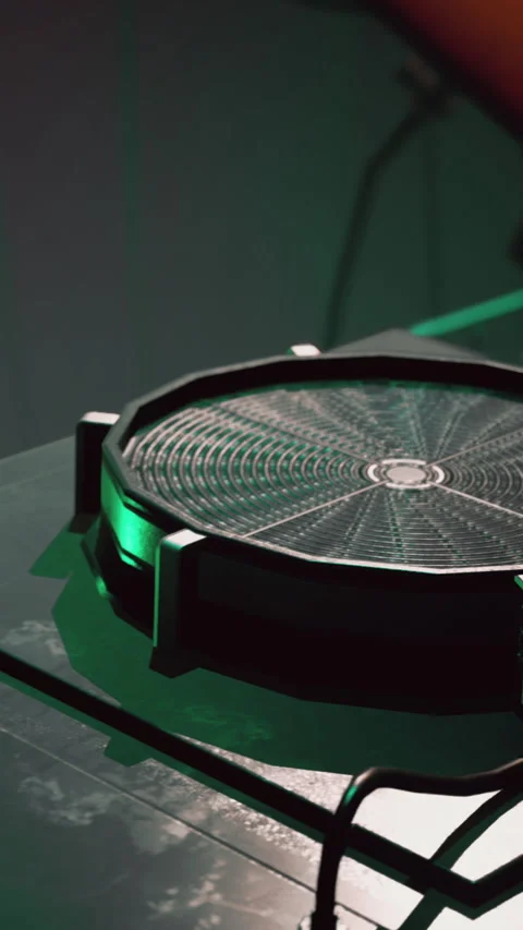 Close view of modern cooling components on a workstation in a tech environment Stock Footage 337954604