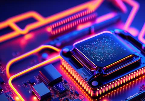 Close up view of a modern GPU card with circuit Stock Photos