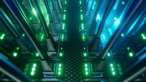 Close-up view of modern internet network switch with plugged ethernet cables Stock Footage 154726622