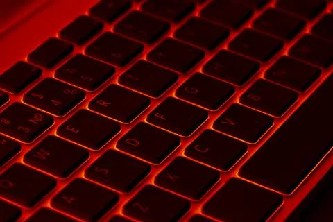 Close up view of a modern laptop computer keyboard keys. Soft lightning in .. Stock-Fotos