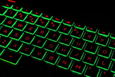 Close up view of a modern laptop computer keyboard keys. Soft lightning in .. Stock Photos