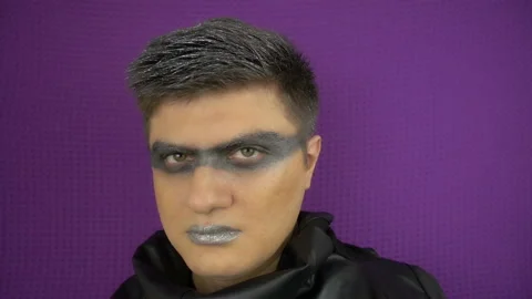 Close up view of modern punk rocker in slow motion. Stock Footage 100548477