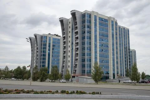 Close-up view of a modern residential complex. Argun, Chechen republic Stock Photos