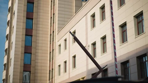 Close-up view of modern urban building facade with metal structure and windows Vídeos de archivo 305524949