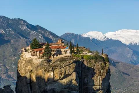 Close-up view of the Monastery of the Holy Trinity in Meteora Stock Photos