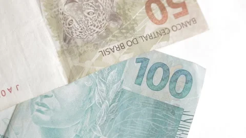 Close up view from money notes from Brazil, Thailand, Turkey and Indonesia  Vídeos de archivo 167294375