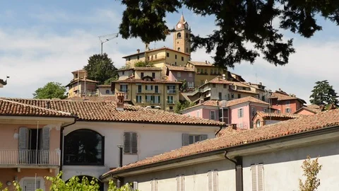 Close Up View on Monforte d'Alba, Langhe, Piedmont, Italy Stock Footage 92169236
