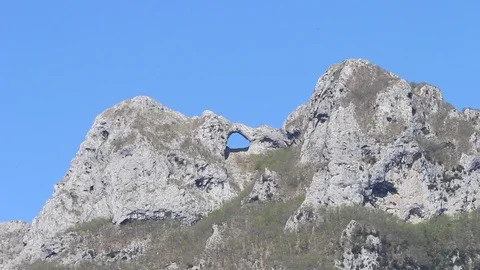 Close up view of Monte Forato on the Apuan Alps in Garfagnana, Lucca Stock Footage 107383521