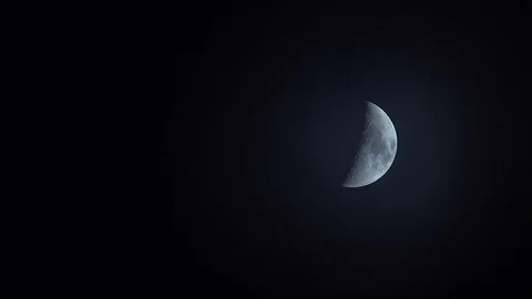 Close-up View of Moon Apears from behind the Clouds Stock Footage 83857486