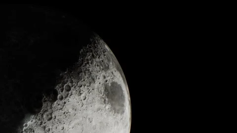 Close view of the moon showing craters and surface features in space Stock Footage 345054311
