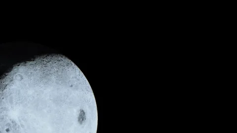 Close view of the moon showing surface details and shades at night Stock Footage 345054299