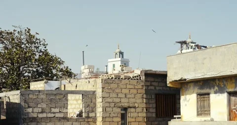 Close View of Mosque with Birds Flying, Dakar, Senegal Stock Footage 316685321