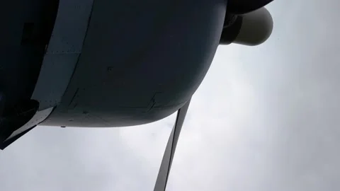 Close up view of motor and propeller of Douglas C-47 aircraft Stock Footage 220604276