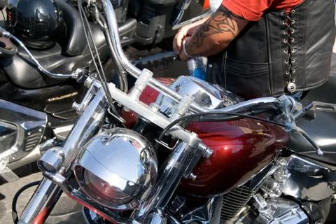 Close up view of motorcycle Stock Photos